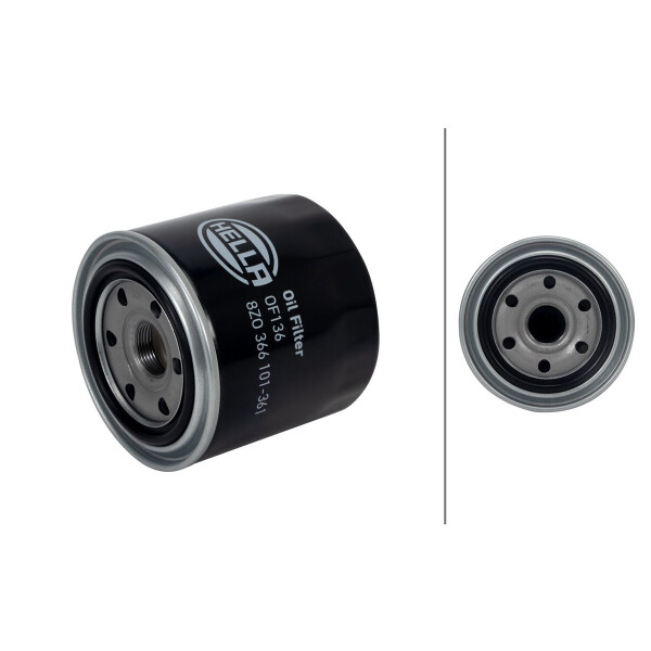 Oil Filter single screw-on Ø 102 mm HELLA suitable for e.g. TOYOTA COROLLA