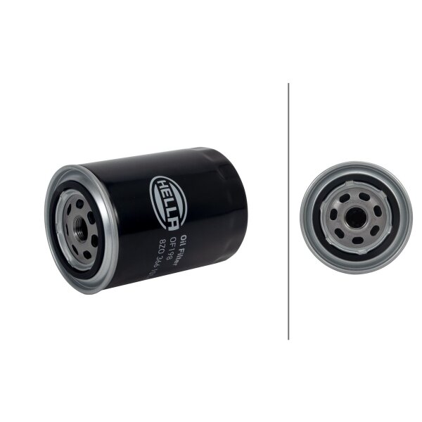 Oil Filter single screw-on Ø 93 mm HELLA suitable for e.g. AUDI A4
