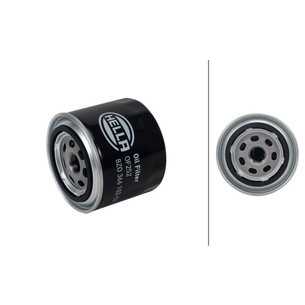 Oil Filter single screw-on Ø 93 mm HELLA suitable for e.g. VOLVO FH16