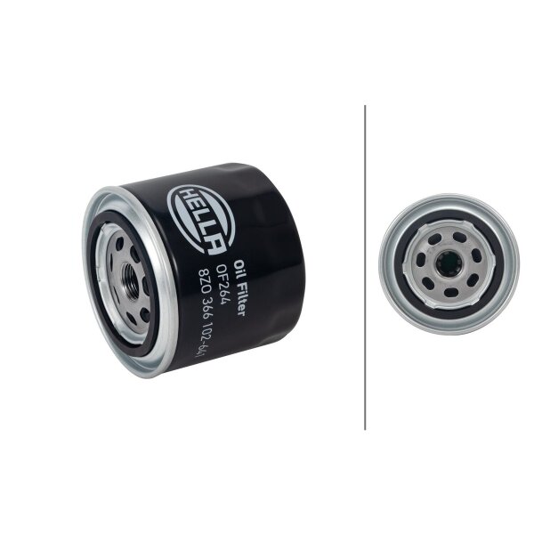 Oil Filter single screw-on Ø 93 mm HELLA suitable for e.g. LADA 1200-1600