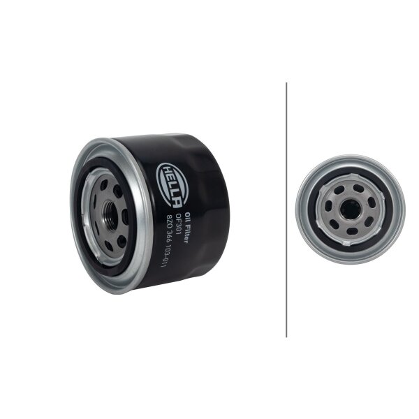 Oil Filter single screw-on Ø 93 mm HELLA suitable for e.g. LADA SAMARA