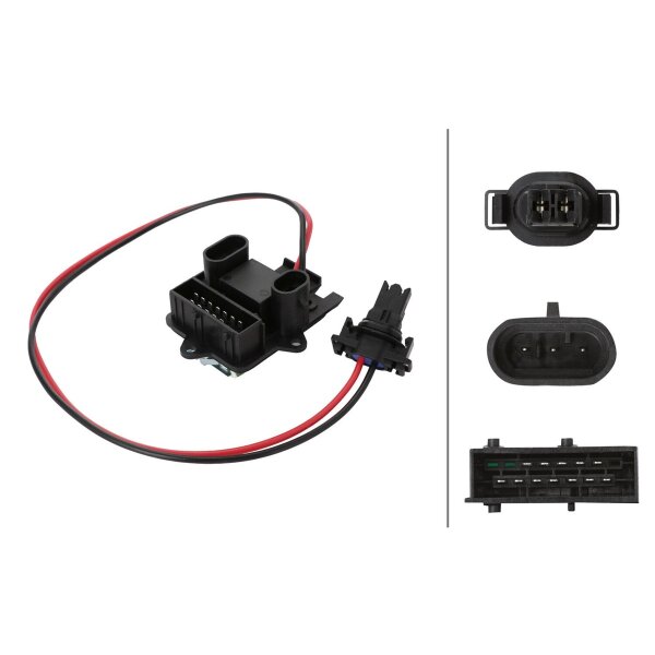Resistor Interior Blower 12 V 15-pin HELLA for e.g. NISSAN PRIMASTAR