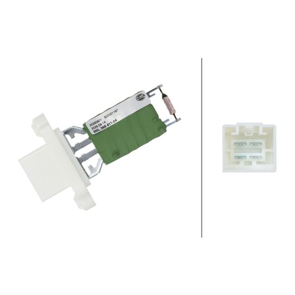 Resistor Interior Blower 12 V 4-pin HELLA for FORD FOCUS and others