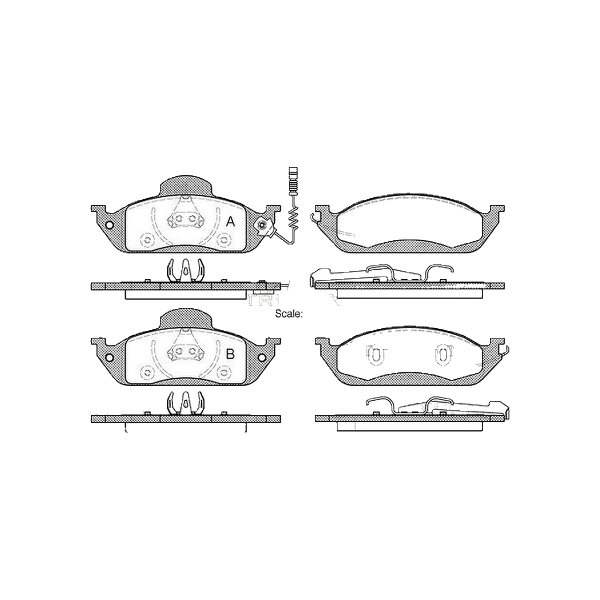 Brake pad set discs 16 mm with wear warning contact TRISCAN for MB M-CLASS