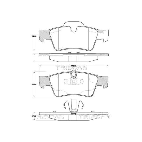 Brake pad set discs 17.5 mm TRISCAN IAM-Expertise for e.g. MB R-CLASS