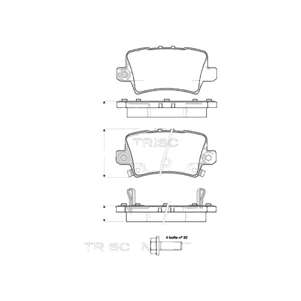 Brake pad set discs 15.5 mm with wear warning TRISCAN for HONDA CIVIC