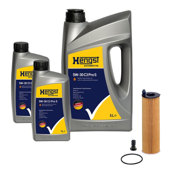 Oil change kit for inspection with oil HENGST FILTER for MERCEDES-BENZ C-CLASS