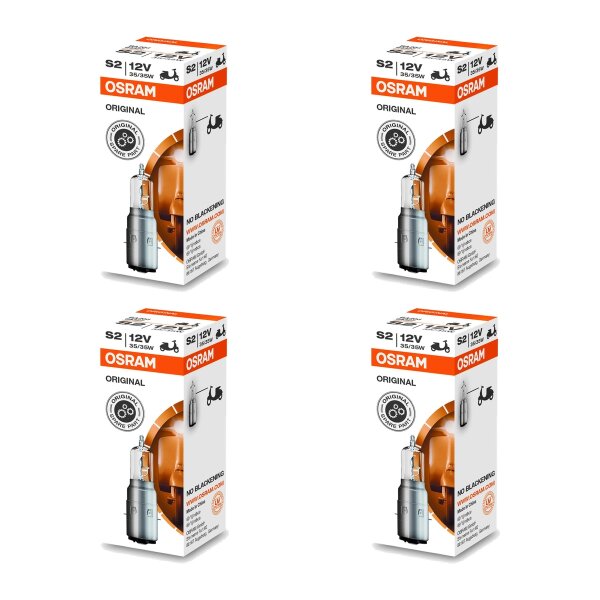 4 Glühlampen für Motorräder S2 12V 35W BA20d OSRAM ORIGINAL MOTORCYCLE