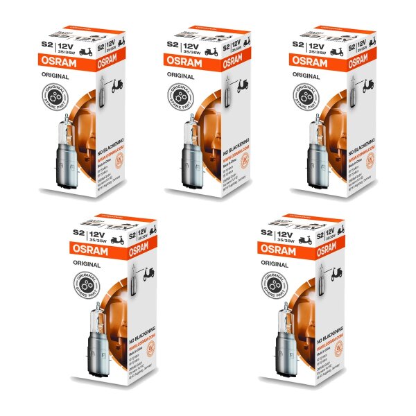 5 Glühlampen für Motorräder S2 12V 35W BA20d OSRAM ORIGINAL MOTORCYCLE