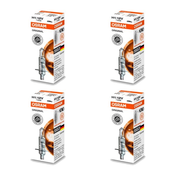 4 Glühlampen H1 12V 55W P14.5s OSRAM ORIGINAL passend für diverse PKW
