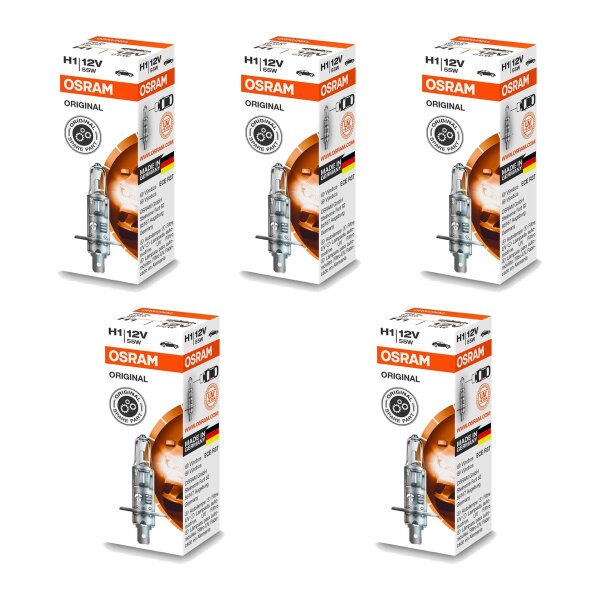 5 Glühlampen H1 12V 55W P14.5s OSRAM ORIGINAL passend für diverse PKW