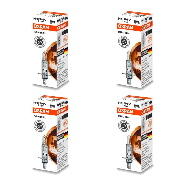 4 Glühlampen H1 24V 70W P14.5s OSRAM ORIGINAL passend für diverse PKW