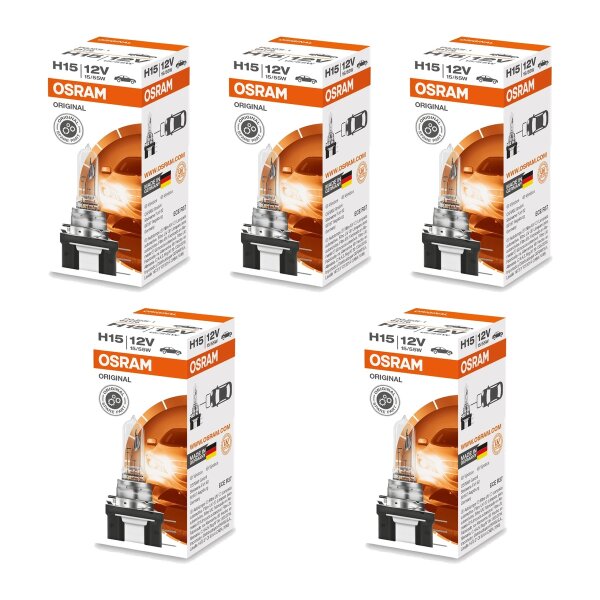 5 Glühlampen H15 12V 55 15W PGJ23t-1 OSRAM ORIGINAL...