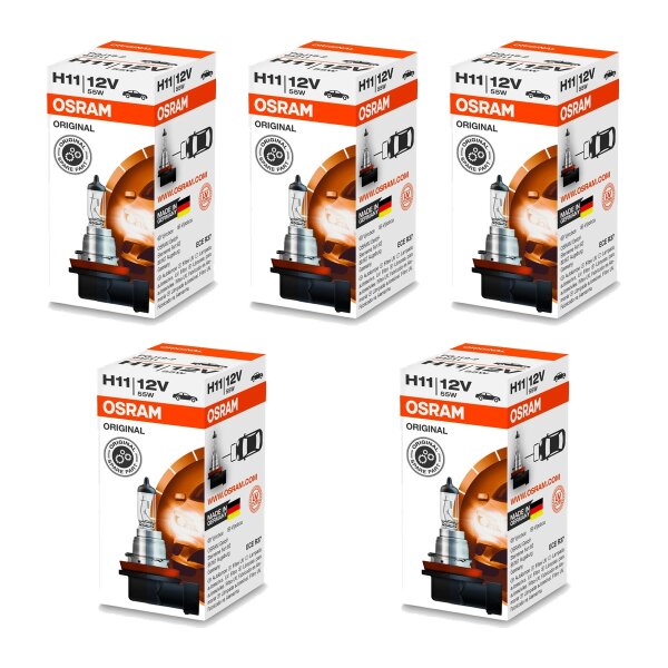 5 Glühlampen H11 12V 55W PGJ19-2 Licht-Expertise OSRAM ORIGINAL passend für PKW