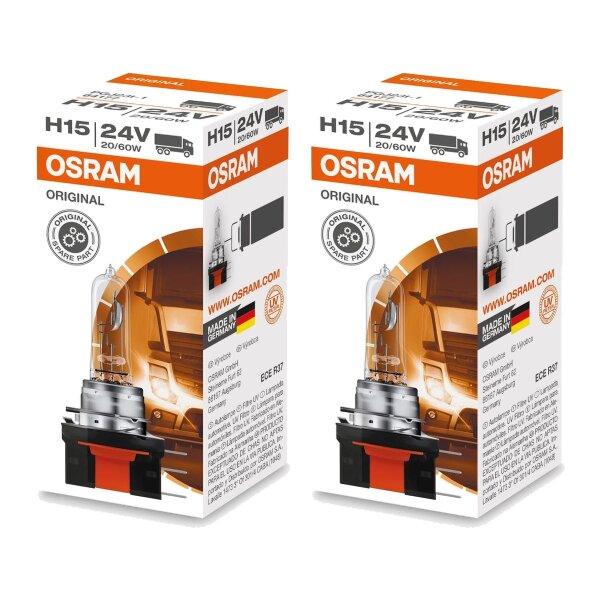 2 Glühlampen H15 24V 60 20W PGJ23t-1 Licht-Expertise OSRAM ORIGINAL für PKW