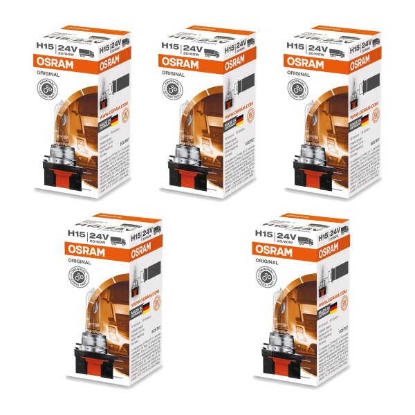 5 Glühlampen H15 24V 60 20W PGJ23t-1 Licht-Expertise OSRAM ORIGINAL für PKW