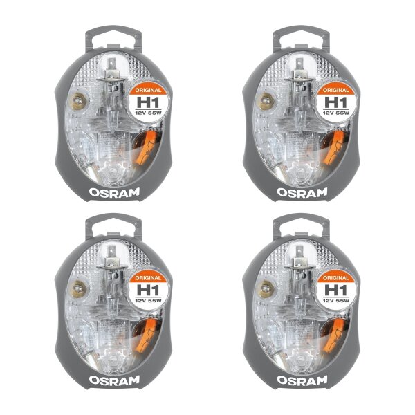 4 Ersatzlampen-Boxen Original H1 12V OSRAM passend für diverse Fahrzeuge