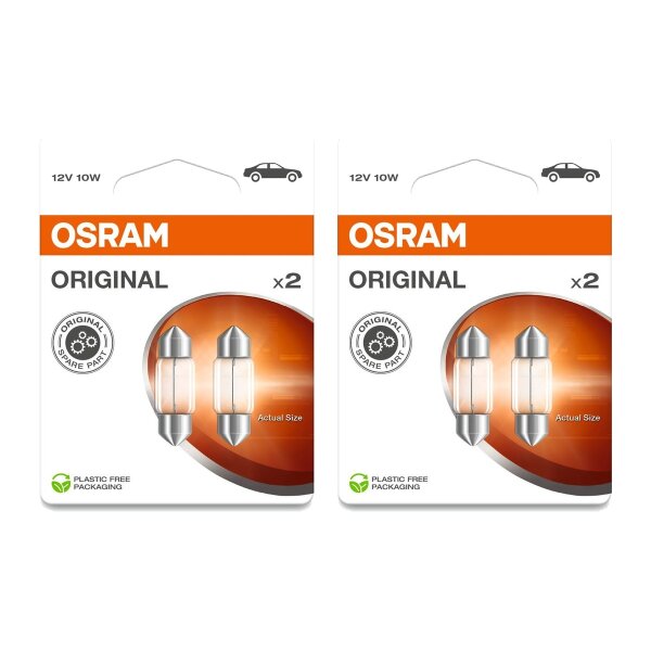 4 Glühlampen Innenraum 12V 10W SV8.5-8 OSRAM...