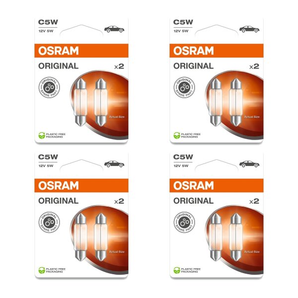 8 Glühlampen Kennzeichen C5W 12V 5W Licht-Expertise OSRAM passend für PKW