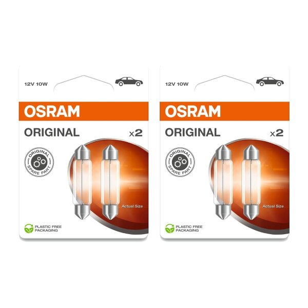 4 Glühlampen Innenraum 12V 10W SV8.5-8 OSRAM ORIGINAL passend für PKW
