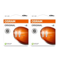 4 Glühlampen Innenraum W1,2W 12V 1,2W W2x4.6d OSRAM...