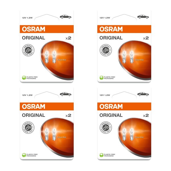 8 Bulbs Interior W1,2W 12V 1,2W W2x4.6d OSRAM ORIGINAL suitable for cars
