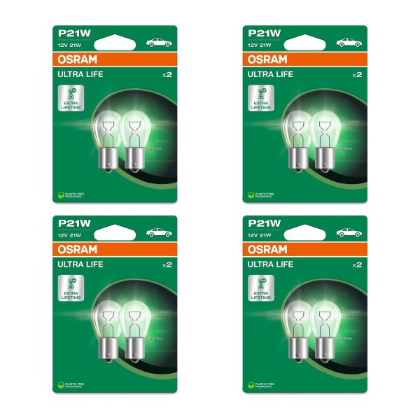 8 Indicator Bulbs P21W 12V 21W BA15s OSRAM ULTRA LIFE for various cars
