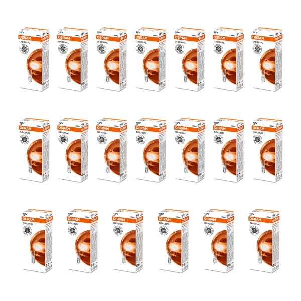 20 Glühlampen 12V mit Glasquetschsockel 12lm OSRAM ORIGINAL LINE für PKW