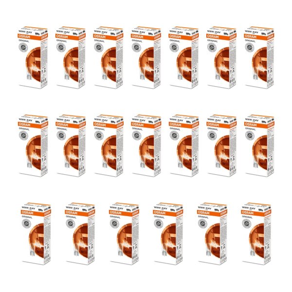 20 Glühlampen W5W 24V mit Glasquetschsockel OSRAM ORIGINAL LINE für PKW