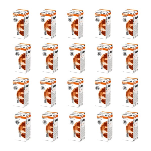 20 Glühlampen P21W 5W 24V mit Metallsockel Licht-Expertise OSRAM ORIGINAL LINE