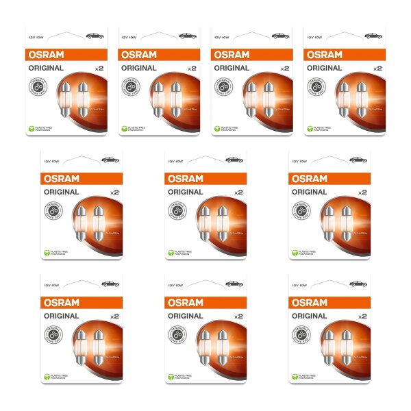 20 Bulbs C10W 12V Light Expertise OSRAM ORIGINAL LINE...