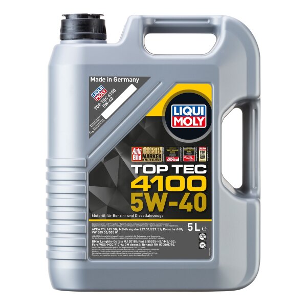 Engine Oil 5 l 5W-40 LIQUI MOLY Top Tec 4100 suitable for...