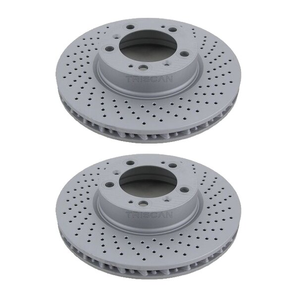 2 Brake Discs perforated internally vented Ø 318 mm TRISCAN for e.g. PORSCHE 911
