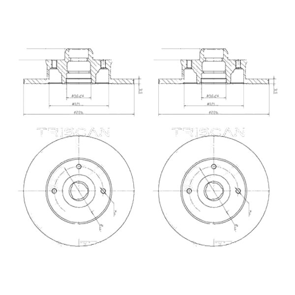 2 Bremsscheiben voll Ø 226 mm TRISCAN Bremsen-Expertise für u.a. VW PASSAT