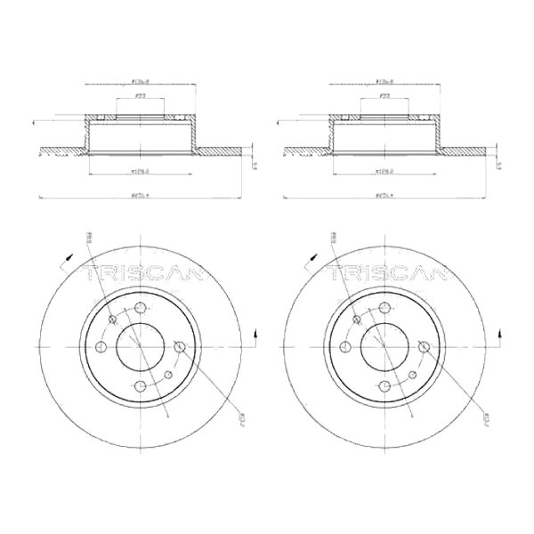 2 Bremsscheiben voll Ø 251 mm TRISCAN Bremsen-Expertise für u.a. LANCIA THEMA
