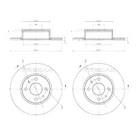 2 Bremsscheiben voll Ø 251 mm TRISCAN...