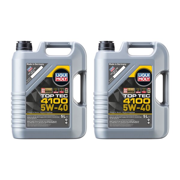 Engine Oil Multipack 2x5 litre 5W-40 LIQUI MOLY Top Tec 4100 for diff cars