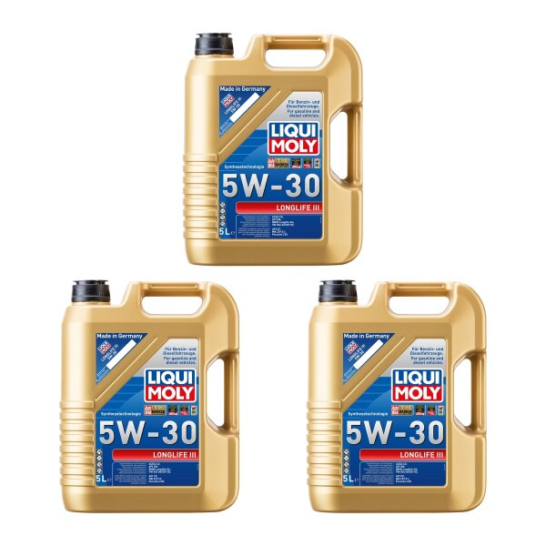 Engine Oil Multipack 3x5 litre 5W-30 LIQUI MOLY Longlife III for diff cars
