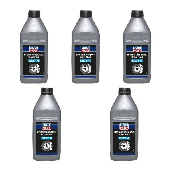 Brake Fluid 5x1 litre synthetic DOT 4 LIQUI MOLY for super safe braking