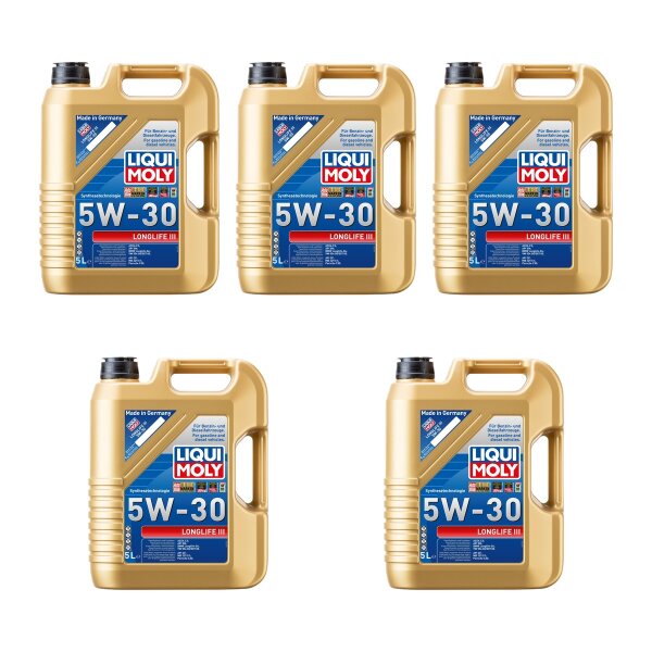 Engine Oil Multipack 5x5 litre 5W-30 LIQUI MOLY Longlife III for diff cars