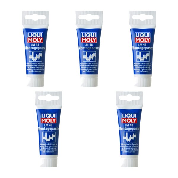 Mounting Paste 5x50 g in a LIQUI MOLY tube for optimum basic lubrication