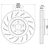 2 Bremsscheiben innenbelüftet Ø 67 mm 36 mm HELLA passend für u.a. MB CLS