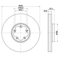 2 Bremsscheiben innenbelüftet Ø 93,1 mm 33 mm HELLA für u.a. FORD TOURNEO
