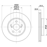 2 Bremsscheiben innenbelüftet Ø 55 mm 22 mm HELLA für TOYOTA YARIS