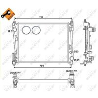 Radiator engine cooling 620 - 395 mm alu NRF for e.g. OPEL CORSA