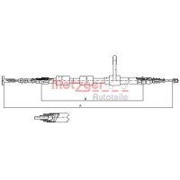 Cable parking brake rear right disc brake METZGER for...
