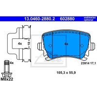 Brake pad set brake disc ATE for AUDI A6 C6 (4F2)