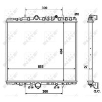 Radiator engine cooling 555 - 464 mm alu NRF for e.g. CITROËN C8