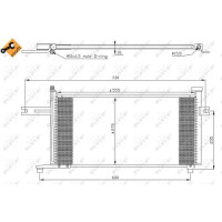 Air conditioning condenser with sealing ring NRF fits NISSAN MICRA
