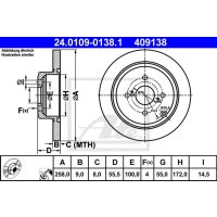 Bremsscheibe ATE für TOYOTA COROLLA Kombi (_E12_)